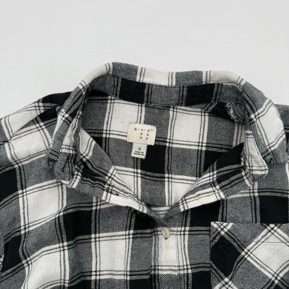 NWT New Women's A New Day Target Flannel Plaid Black and White Small S Shirt - Picture 4 of 5